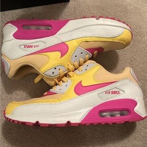 Nike Air Max 90 pink and yellow women’s size 8.5